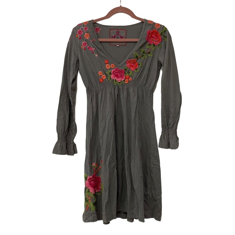 JWLA Johnny Was Embroidered Floral Cotton Dress